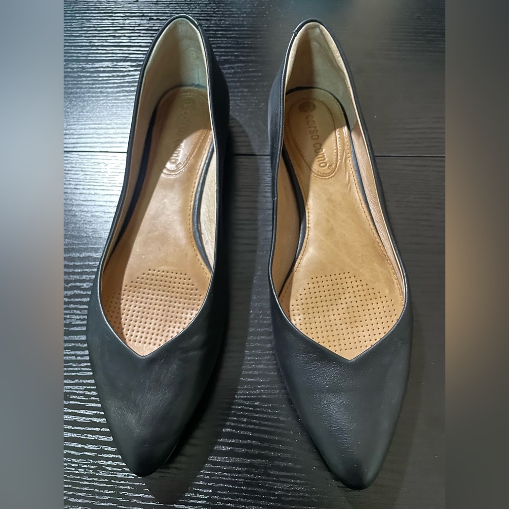 Corso Como Black Leather Flats